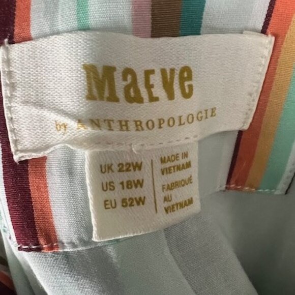 Anthropologie Maeve Square Neck Striped Midi Maxi Dress Women's Size 18W - Picture 4 of 4